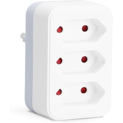 Aigostar O adaptador de tomadas europeias de T ocupa 2 tomadas. Tomada de parede. com proteção infantil, 16 A, 250 V, branco (1 unidade, 3 Schuko, branco cinzento) Aigostar O adaptador de tomadas europeias de T ocupa 2 tomadas. Tomada de parede. com proteção infantil, 16 A, 250 V, branco (1 unidade, 3 Schuko, branco cinzento)