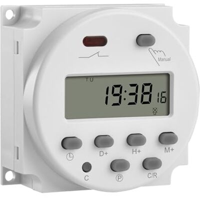 Heschen Interruptor de relé temporizador programável semanal CA 200-230V 16 Amp SPST Heschen Interruptor de relé temporizador programável semanal CA 200-230V 16 Amp SPST