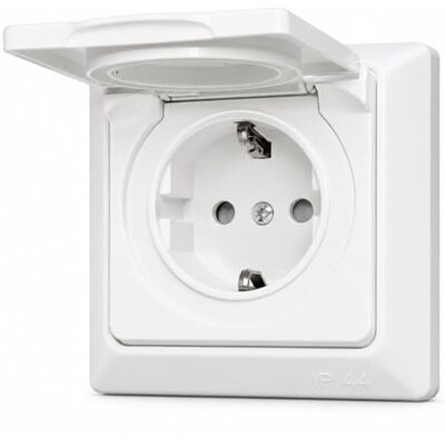 HAVA Tomada de energia embutida IP44, tudo em um, série P1 branca creme HAVA Tomada de energia embutida IP44, tudo em um, série P1 branca creme