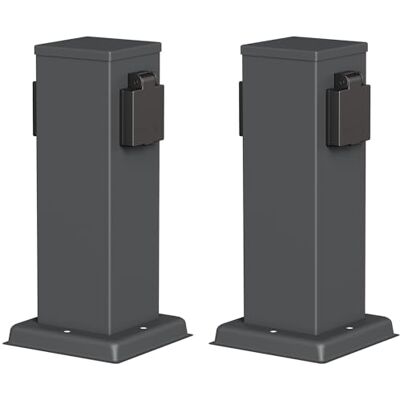 ledscom.de 2 Tomadas de jardim Coluna Polly para Exterior, IP44, 2 vias, Aço Inoxidável, Antracite, Angular, 27 cm ledscom.de 2 Tomadas de jardim Coluna Polly para Exterior, IP44, 2 vias, Aço Inoxidável, Antracite, Angular, 27 cm