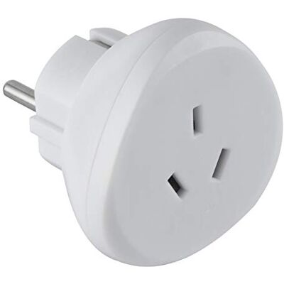 Electraline 7 Adaptador de viagem Austrália/China para as suas tomadas de França/Europa, branco Electraline 7 Adaptador de viagem Austrália/China para as suas tomadas de França/Europa, branco