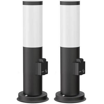 ledscom.de 2 candeeiros de estrada/faróis PORU para exterior, IP44, 39 cm, preto, 1 casquilho E27 no máximo 40 W, tomada de corrente ledscom.de 2 candeeiros de estrada/faróis PORU para exterior, IP44, 39 cm, preto, 1 casquilho E27 no máximo 40 W, tomada de corrente