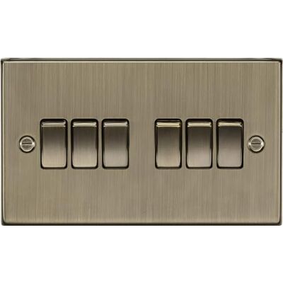 Knightsbridge Interruptor de placa de 2 vias com borda quadrada de latão envelhecido, 10 A 6G, 230 V Knightsbridge Interruptor de placa de 2 vias com borda quadrada de latão envelhecido, 10 A 6G, 230 V