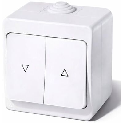 HAVA Botão de parede para ambientes húmidos IP54, tudo em um, moldura inserção + tampa (série G1), cor branca HAVA Botão de parede para ambientes húmidos IP54, tudo em um, moldura inserção + tampa (série G1), cor branca