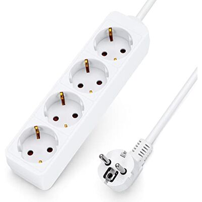 Aigostar Extensão elétrica de 4 tomadas com Cabo de 3 Metros, Cor Branco Aigostar Extensão elétrica de 4 tomadas com Cabo de 3 Metros, Cor Branco