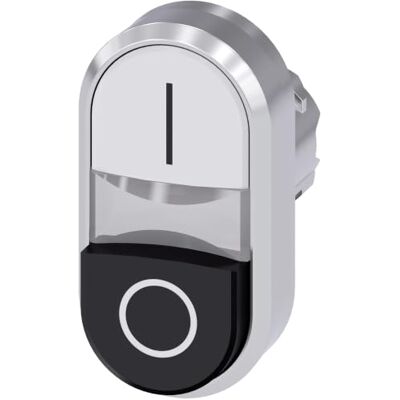 Siemens Botão duplo 22 mm redondo metálico/a brilhante branco unipolar preto ou Siemens Botão duplo 22 mm redondo metálico/a brilhante branco unipolar preto ou