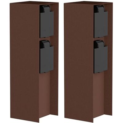 ledscom.de Coluna de tomadas para jardim POMI (2 tomadas), para exterior, IP44, duplo, aço inoxidável, castanho, quadrado, 23 cm ledscom.de Coluna de tomadas para jardim POMI (2 tomadas), para exterior, IP44, duplo, aço inoxidável, castanho, quadrado, 23 cm