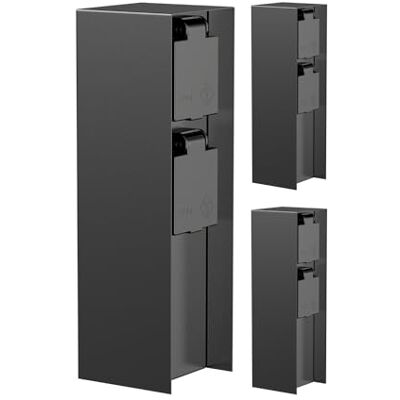 ledscom.de 3 peças. Tomada de jardim pilar POMI para exterior, IP44, 2 vias, aço inoxidável, preto, quadrado, 23 cm ledscom.de 3 peças. Tomada de jardim pilar POMI para exterior, IP44, 2 vias, aço inoxidável, preto, quadrado, 23 cm