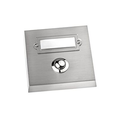 HUBER Botão de campainha de superfície de metal com placa de identificação campainha de superfície I botão de latão cromado campainha porta frontal HUBER Botão de campainha de superfície de metal com placa de identificação campainha de superfície I botão de latão cromado campainha porta frontal