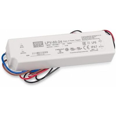 Mean Well LPV-60-24 60W Fonte de alimentação branca - fontes de alimentação Mean Well LPV-60-24 60W Fonte de alimentação branca - fontes de alimentação