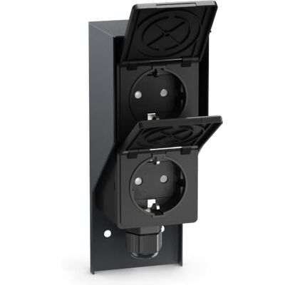 ledscom.de Tomada de energia para ambientes exteriores e húmidos PIWI, montagem em superfície, IP44, tomada dupla Schuko, 16 A/230 V, aço inoxidável, plástico, antracite, vertical ledscom.de Tomada de energia para ambientes exteriores e húmidos PIWI, montagem em superfície, IP44, tomada dupla Schuko, 16 A/230 V, aço inoxidável, plástico, antracite, vertical