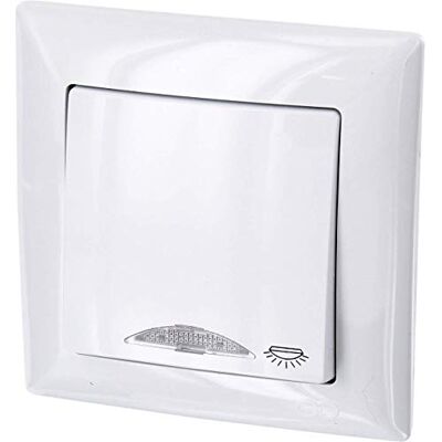 HAVA Botão embutido, símbolo de luz LED, braçadeira de tomada, tudo em um, série G1 branco puro HAVA Botão embutido, símbolo de luz LED, braçadeira de tomada, tudo em um, série G1 branco puro