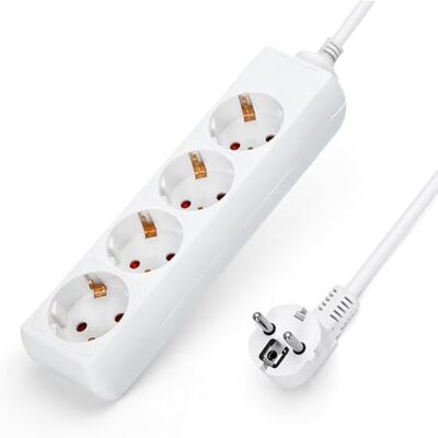 Aigostar Extensão de 4 tomadas com cabo de 1,5 m, branco Aigostar Extensão de 4 tomadas com cabo de 1,5 m, branco