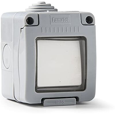 Famatel Interruptor + interruptor tomada de embutir série Garden IP55 proteção infantil, à prova de água, fácil de instalar cinzento Famatel Interruptor + interruptor tomada de embutir série Garden IP55 proteção infantil, à prova de água, fácil de instalar cinzento