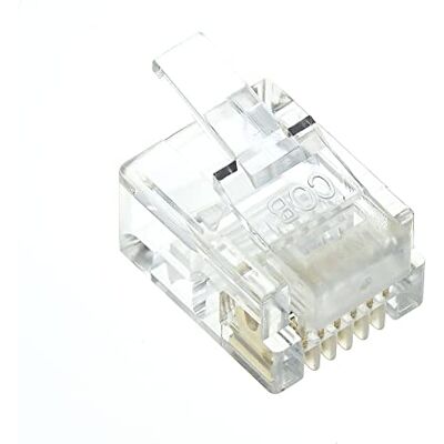 Keple Conector, 6P6C, RJ12, tomada modular telefone conector para cabo de linha telefónica, compatível com fio sólido e trançado, adaptador de tomada de cabo plano Crimp End- pacote de 10 Keple Conector, 6P6C, RJ12, tomada modular telefone conector para cabo de linha telefónica, compatível com fio sólido e trançado, adaptador de tomada de cabo plano Crimp End- pacote de 10