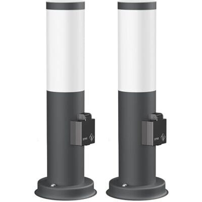 ledscom.de 2 candeeiros de estrada / faróis PORU para exterior, IP44, 39 cm, antracite, 1 casquilho E27 no máximo 40 W, tomada de corrente ledscom.de 2 candeeiros de estrada / faróis PORU para exterior, IP44, 39 cm, antracite, 1 casquilho E27 no máximo 40 W, tomada de corrente
