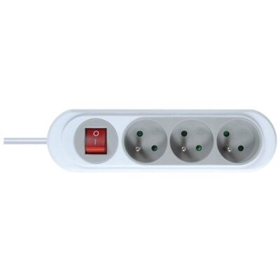DEBFLEX Nola Extensão de 3 multitomada 2P + T com interruptor (16 A), cor cinza claro DEBFLEX Nola Extensão de 3 multitomada 2P + T com interruptor (16 A), cor cinza claro