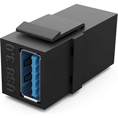 HB-DIGITAL Módulo Keystone com USB 3.0 feminino Keystone Keystone multimédia para painel de conexões, tomada de rede, conector, adaptador, acoplador, plug & play, preto HB-DIGITAL Módulo Keystone com USB 3.0 feminino Keystone Keystone multimédia para painel de conexões, tomada de rede, conector, adaptador, acoplador, plug & play, preto