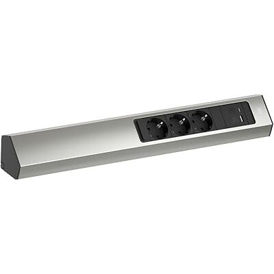 Bachmann Casia Extensão de 2 tomadas com 3 portas USB, montagem na parede ou canto (aço inoxidável, cabo de 2 m, 1 porta USB-A, 1 x Bachmann Casia Extensão de 2 tomadas com 3 portas USB, montagem na parede ou canto (aço inoxidável, cabo de 2 m, 1 porta USB-A, 1 x