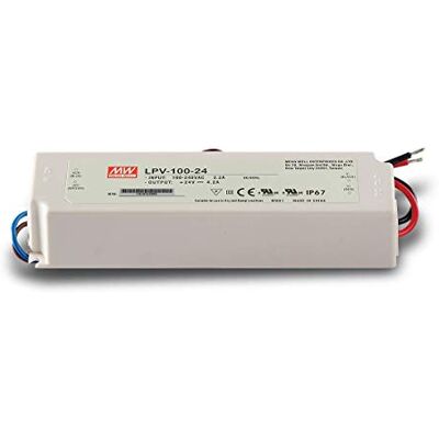 MEAN WELL Fonte de alimentação comutada LPV-100-24, 24 V / 4,2 A / 100 W, IP67, tensão constante MEAN WELL Fonte de alimentação comutada LPV-100-24, 24 V / 4,2 A / 100 W, IP67, tensão constante