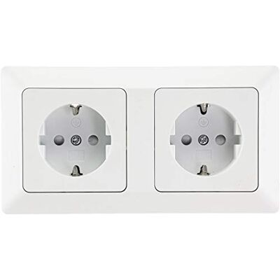 ChiliTec Tomada dupla MILOS, branco fosco, com moldura, para embutir ChiliTec Tomada dupla MILOS, branco fosco, com moldura, para embutir