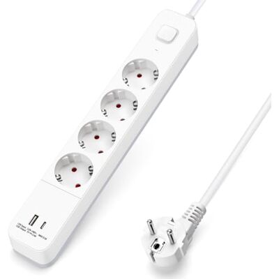 Aigostar Extensão de 4 tomadas com cabo de 5 metros e interruptor USB Type C Aigostar Extensão de 4 tomadas com cabo de 5 metros e interruptor USB Type C
