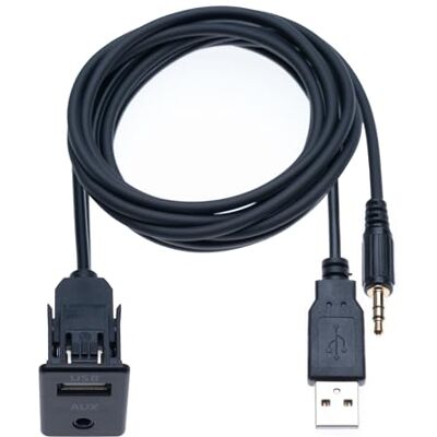 Keple Cabo de extensão de tomada de montagem USB 2.0 de 3,5 mm AUX Jack Socket para automóvel 1 m com adaptador embutido para integração o painel de instrumentos de carro barco camião e motocicleta (1 Keple Cabo de extensão de tomada de montagem USB 2.0 de 3,5 mm AUX Jack Socket para automóvel 1 m com adaptador embutido para integração o painel de instrumentos de carro barco camião e motocicleta (1