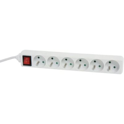 DEBFLEX Extensão de 6 entradas com interruptor (16 A, 1,5 m), cor branca DEBFLEX Extensão de 6 entradas com interruptor (16 A, 1,5 m), cor branca