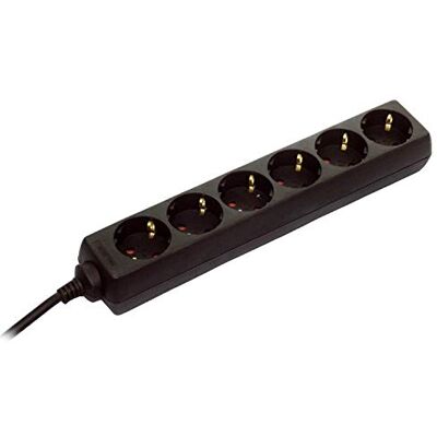 as - Schwabe as Schwabe Extensão de 6 tomadas (3 m, H05VV-F 3G1,5, IP20, uso interno), cor preta as - Schwabe as Schwabe Extensão de 6 tomadas (3 m, H05VV-F 3G1,5, IP20, uso interno), cor preta