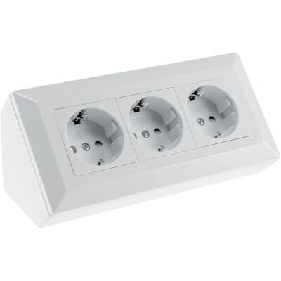 ChiliTec Base de tomada DELPHI de 3 vias, cor branca, 250 V / 16 A, 3600 W, montagem em superfície ChiliTec Base de tomada DELPHI de 3 vias, cor branca, 250 V / 16 A, 3600 W, montagem em superfície