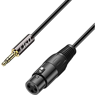 J&D Cabo XLR de 3,5 mm, banhado a ouro, XLR feminino a TRS macho 1/8", adaptador equilibrado para câmara DSLR, câmaras de vídeo, placa de som para computador, 4,5 metros J&D Cabo XLR de 3,5 mm, banhado a ouro, XLR feminino a TRS macho 1/8", adaptador equilibrado para câmara DSLR, câmaras de vídeo, placa de som para computador, 4,5 metros