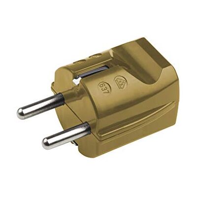 Meister Conector de proteção de contacto, plástico, dourado, 250 V 16 A, secção transversal máxima do cabo de 2,5 mm² IP20 para interiores, introdução reta / tomada Schuko com alívio de Meister Conector de proteção de contacto, plástico, dourado, 250 V 16 A, secção transversal máxima do cabo de 2,5 mm² IP20 para interiores, introdução reta / tomada Schuko com alívio de