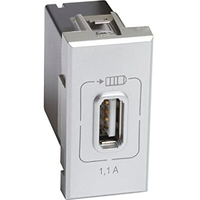 Bticino Carregador USB Axolute Tech 1 módulo Bticino Carregador USB Axolute Tech 1 módulo