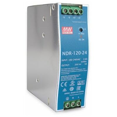 MeanWell NDR-120-24 120W 24V 5A DIN Fonte de alimentação MeanWell NDR-120-24 120W 24V 5A DIN Fonte de alimentação