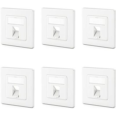 deleyCON 6 x Caixa de conexão de 1 porta caixa vazia para módulos Keystone tomada de dados embalada saída em ângulo de 45° para Keystones deleyCON 6 x Caixa de conexão de 1 porta caixa vazia para módulos Keystone tomada de dados embalada saída em ângulo de 45° para Keystones