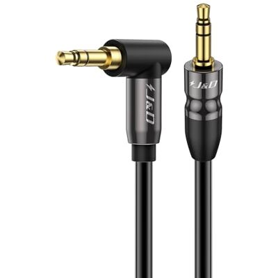 J&D Cabo de extensão de áudio de 3,5 mm, jack macho a macho, conector em ângulo reto de 90 graus, cabo Aux estéreo para telemóvel, tablet, leitor MP3 e mais dispositivos, 3 m J&D Cabo de extensão de áudio de 3,5 mm, jack macho a macho, conector em ângulo reto de 90 graus, cabo Aux estéreo para telemóvel, tablet, leitor MP3 e mais dispositivos, 3 m
