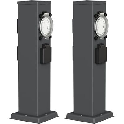 ledscom.de 2 tomadas de jardim coluna Polly para exterior, IP44, temporizador/relógio, 3 vias, aço inoxidável, antracite, angular, 40 cm ledscom.de 2 tomadas de jardim coluna Polly para exterior, IP44, temporizador/relógio, 3 vias, aço inoxidável, antracite, angular, 40 cm