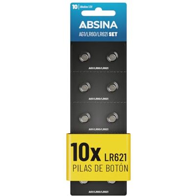 ABSINA 10x Pilha de botão AG1 LR621-1,5V alcalina, à Prova de Fugas e de Longa duração LR60 / SR60 / 1175S0 / 164/602 / 364 / V30 / SR621 / Pilha SR621SW Pilhas de botão Baterias Bateria ABSINA 10x Pilha de botão AG1 LR621-1,5V alcalina, à Prova de Fugas e de Longa duração LR60 / SR60 / 1175S0 / 164/602 / 364 / V30 / SR621 / Pilha SR621SW Pilhas de botão Baterias Bateria