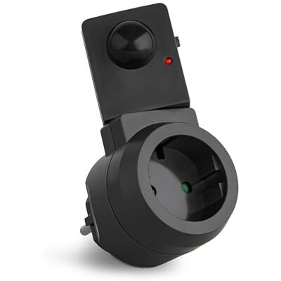 SEBSON Tomada com detetor de movimento 230 V, sensor rotativo PIR, tomada de corrente programável, adaptador de tomada, LED adequado máximo. 1.000W SEBSON Tomada com detetor de movimento 230 V, sensor rotativo PIR, tomada de corrente programável, adaptador de tomada, LED adequado máximo. 1.000W