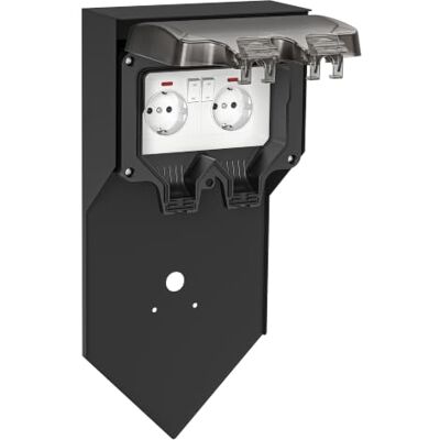 ledscom.de Coluna de tomadas para jardim POXO para exterior, IP65, duplo, aço inoxidável, preto, quadrado, 40 cm ledscom.de Coluna de tomadas para jardim POXO para exterior, IP65, duplo, aço inoxidável, preto, quadrado, 40 cm