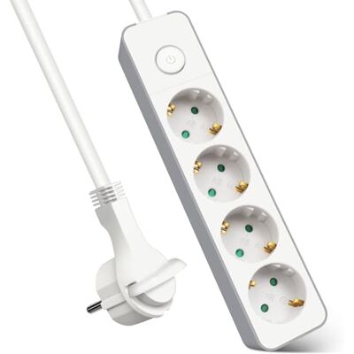 EXTRASTAR Extensão de tomada com 4 tomadas, extensão de tomada com interruptor, 3 m, para casa, escritório e viagens, 3680W, 3G x 1,5 mm², branco, 1 unidade EXTRASTAR Extensão de tomada com 4 tomadas, extensão de tomada com interruptor, 3 m, para casa, escritório e viagens, 3680W, 3G x 1,5 mm², branco, 1 unidade