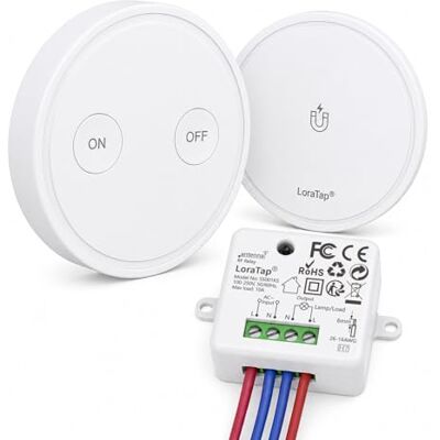 LoraTap Kit de Interruptor de Luzes Sem Fios, Interruptor Sem Fios + Recetor Relé RF 868MHz Controlo Remoto Até 200 metros Comando à Distância para Iluminação e Eletrodomésticos LoraTap Kit de Interruptor de Luzes Sem Fios, Interruptor Sem Fios + Recetor Relé RF 868MHz Controlo Remoto Até 200 metros Comando à Distância para Iluminação e Eletrodomésticos