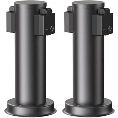 ledscom.de Coluna de tomadas para jardim PORU (2 tomadas) para exterior, IP44, duplo, aço inoxidável, preto, redondo, 27 cm ledscom.de Coluna de tomadas para jardim PORU (2 tomadas) para exterior, IP44, duplo, aço inoxidável, preto, redondo, 27 cm
