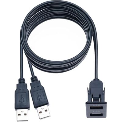 Keple Montagem embutida no painel do carro com duas portas USB de 1 m cabo de extensão USB duplo estéreo adaptador para aplicações de carros camiões barcos bicicletas e marinha 1 metro Keple Montagem embutida no painel do carro com duas portas USB de 1 m cabo de extensão USB duplo estéreo adaptador para aplicações de carros camiões barcos bicicletas e marinha 1 metro