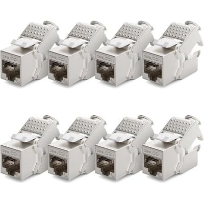 deleyCON 8x Módulo Keystone CAT 6a Jack STP Completamente Blindado Tomada RJ45 Instalação Montagem Snap-IN 500MHz 10GBit/s deleyCON 8x Módulo Keystone CAT 6a Jack STP Completamente Blindado Tomada RJ45 Instalação Montagem Snap-IN 500MHz 10GBit/s
