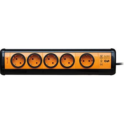 Garza Power Base múltipla de 5 tomadas Schuko 2 conexões USB com interruptor geral, , preto e laranja Garza Power Base múltipla de 5 tomadas Schuko 2 conexões USB com interruptor geral, , preto e laranja