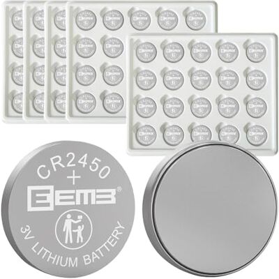 EEMB 100 Bateria autocolante de bateria CR2450, bateria de lítio 3V com etiqueta de soldagem DL2450 TYYKL ECR2450 Para relógios, candeeiros de chá, velas, sistemas de alarme, calculadoras, brinquedos EEMB 100 Bateria autocolante de bateria CR2450, bateria de lítio 3V com etiqueta de soldagem DL2450 TYYKL ECR2450 Para relógios, candeeiros de chá, velas, sistemas de alarme, calculadoras, brinquedos
