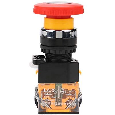 Walfront Interruptor botão de emergência com bloqueio automático de emergência LA38-11ZS 220/380 V 10 A interruptor de cabeça de cogumelo Walfront Interruptor botão de emergência com bloqueio automático de emergência LA38-11ZS 220/380 V 10 A interruptor de cabeça de cogumelo