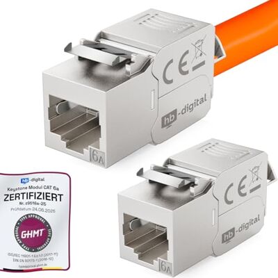 HB-DIGITAL 2 x CAT 6A Keystone módulo Jack RJ45 conector RJ45 500 MHz 10 Gbit/s totalmente blindado LSA Ethernet LAN cabo CAT 6 HB-DIGITAL 2 x CAT 6A Keystone módulo Jack RJ45 conector RJ45 500 MHz 10 Gbit/s totalmente blindado LSA Ethernet LAN cabo CAT 6
