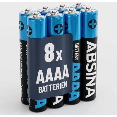 ABSINA 8 x pilhas AAAA para lápis digital, Surface Pen, Stylus de Tablet e muito mais pilha AAAA 1,5 V alcalina pilhas AAAA lápis LR61 E96 pilhas AAAA alcalinas, pilha AAAA Surface, AAAA Battery ABSINA 8 x pilhas AAAA para lápis digital, Surface Pen, Stylus de Tablet e muito mais pilha AAAA 1,5 V alcalina pilhas AAAA lápis LR61 E96 pilhas AAAA alcalinas, pilha AAAA Surface, AAAA Battery